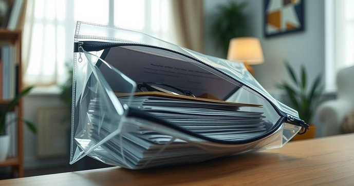 Envelope plástico com zíper é a solução ideal para organização e proteção de documentos e objetos.